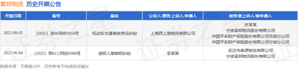 领航优配 富邦物流作为被告/被上诉人的1起涉及机动车交通事故责任纠纷的诉讼将于2025年8月5日开庭
